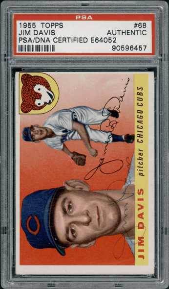 1955 Topps Jim Davis #68 PSA Authentic Auto front of card