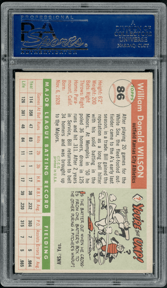 1955 Topps Bill Wilson #86 PSA 7 back of card