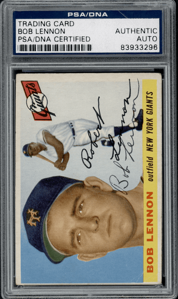 1955 Topps Bob Lennon #119 PSA Authentic Auto front of card