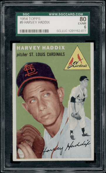 1954 Topps Harvey Haddix #9 SGC 6 front of card