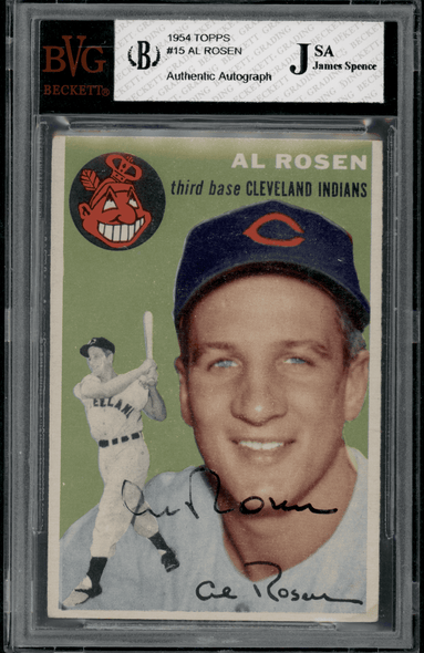 1954 Topps Al Rosen #15 BVG Authentic Auto front of card