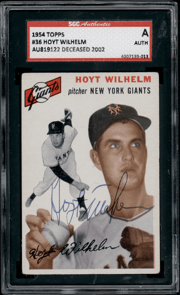 1954 Topps Hoyt Wilhelm #36 SGC Authentic Auto front of card