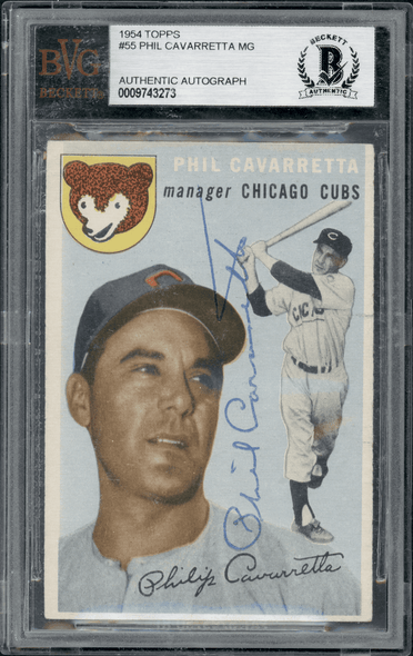 1954 Topps Phil Cavarretta #55 BVG Authentic Auto front of card