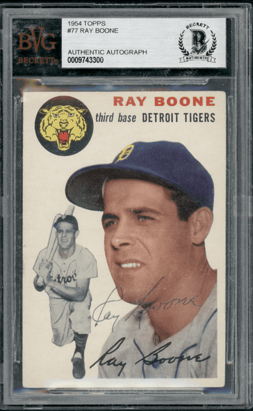 1954 Topps Ray Boone #77 BVG Authentic Auto front of card