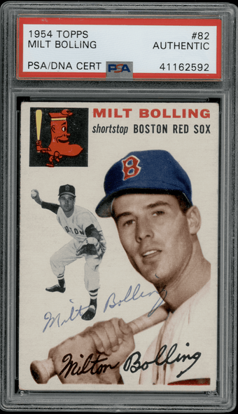 1954 Topps Milt Bolling #82 PSA Authentic Auto front of card