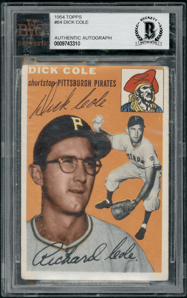 1954 Topps Dick Cole #84 BVG Authentic Auto front of card