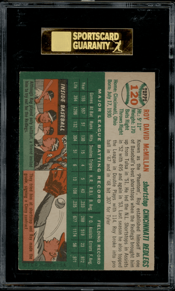 1954 Topps Roy McMillan #120 SGC 7 back of card