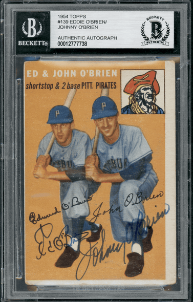 1954 Topps Eddie & Johnny O'Brien #139 BVG Authentic Auto front of card