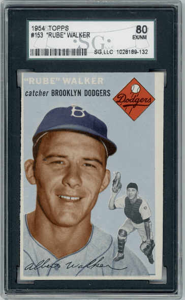 1954 Topps Rube Walker #153 SGC 6 front of card