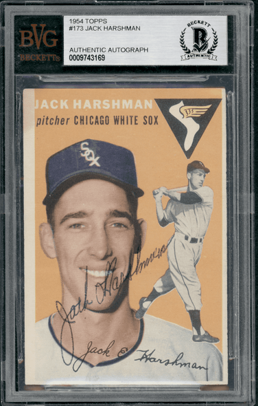 1954 Topps Jack Harshman #173 BVG Authentic Auto front of card