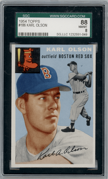 1954 Topps Karl Olson #186 SGC 8 front of card