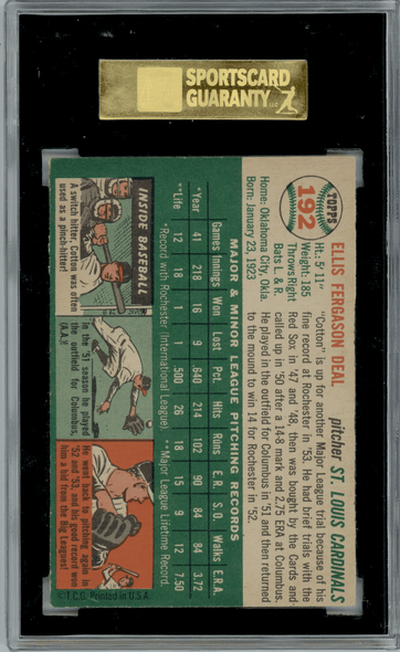 1954 Topps Cot Deal #192 SGC 8 back of card
