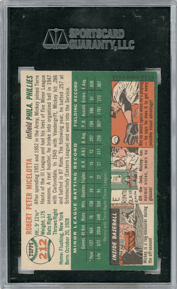 1954 Topps Arnie Portocarrero #214 SGC 7 back of card