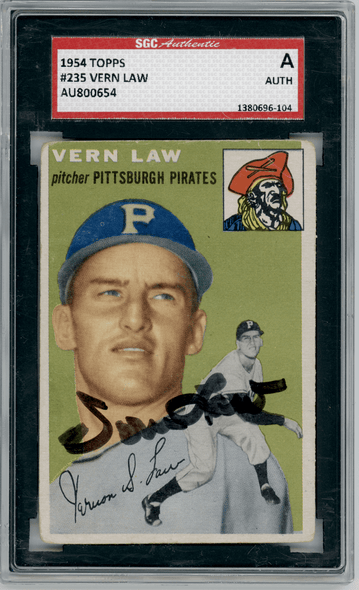 1954 Topps Vern Law #235 SGC Authentic Auto front of card