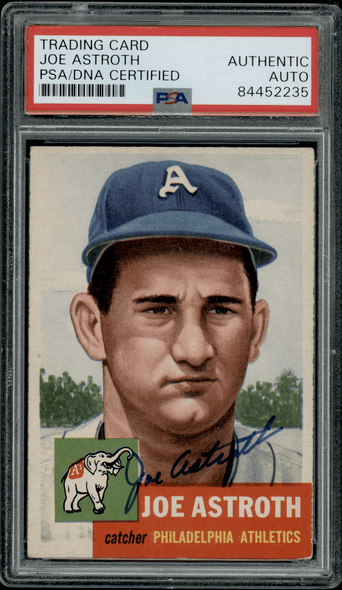 1953 Topps Joe Astroth White bio text #103 PSA Authentic Auto front of card