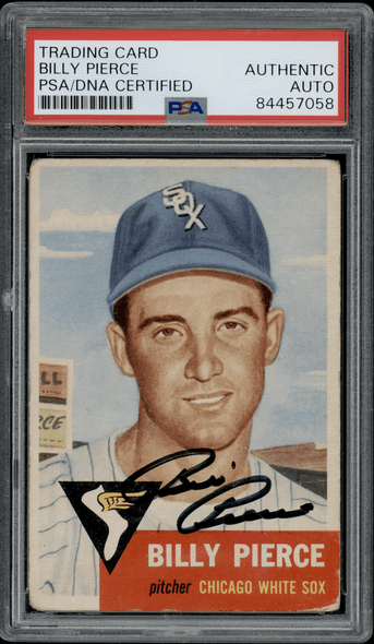 1953 Topps Billy Pierce White bio text #143 PSA Authentic Auto front of card