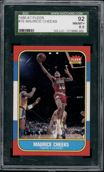 1986 Fleer Maurice Cheeks #16 SGC 8.5 front of card