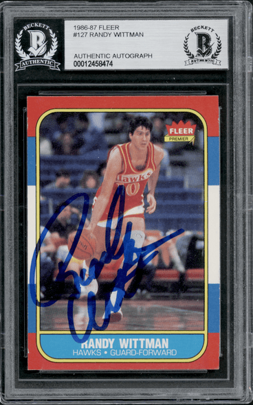 1986 Fleer Randy Wittman #127 BVG Authentic Auto front of card