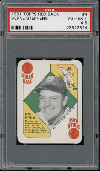 1951 Topps Verne Stephens #4 Red Back PSA 4.5 front of card