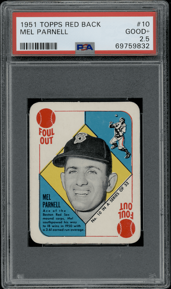 1951 Topps Mel Parnell #10 Red Back PSA 2.5 front of card