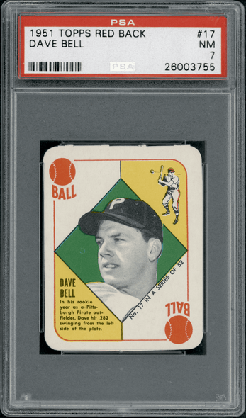 1951 Topps Dave Bell #17 Red Back PSA 7 front of card
