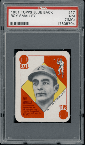 1951 Topps Roy Smalley #17 Blue Back PSA 7(MC) front of card