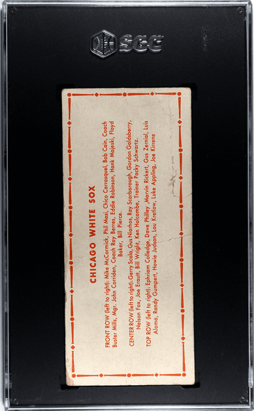 1951 Topps Chicago White Sox Undated SGC 1 back of card