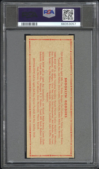 1951 Topps Brooklyn Dodgers Dated PSA 4 back of card