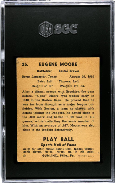 1941 Play Ball Gene Moore #25 SGC A back of card