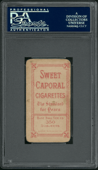 1910 T206 Peaches Graham Sweet Caporal 350 PSA 1 back of card