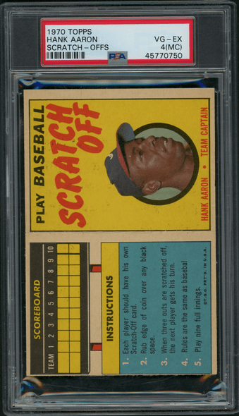 1970 Topps Hank Aaron Scratch-Offs PSA 4(MC) front of card