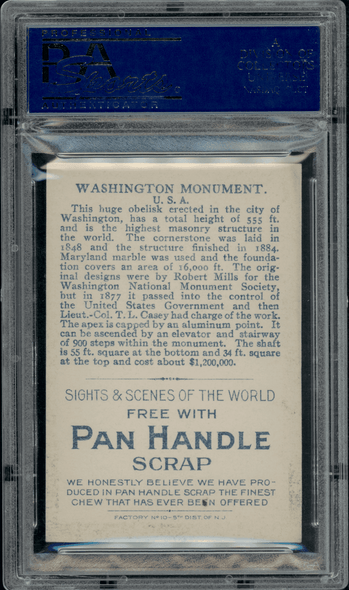 1912 T99 Washington Monument Pan Handle Scrap Sights and Scenes PSA 5 back of card