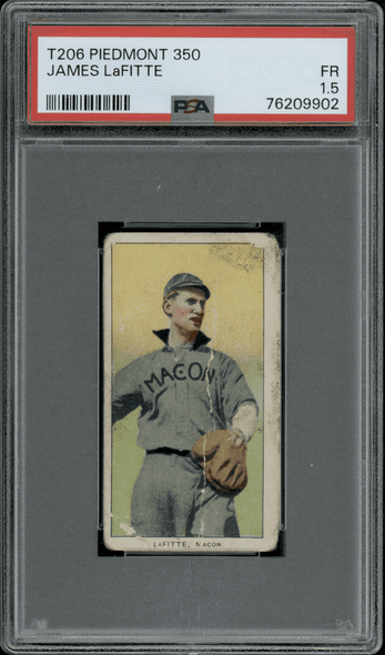 1910 T206 James Lafitte Piedmont 350 PSA 1.5 front of card