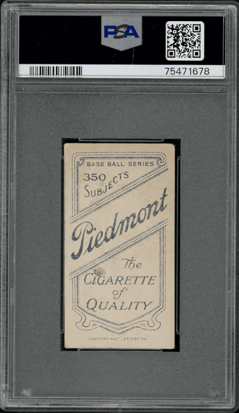 1910 T206 Gordon Hickman Piedmont 350 PSA 2 back of card