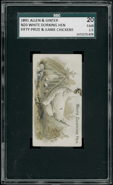 1891 N20 Allen & Ginter White Dorking Hen Fifty Prize & Game Chickens SGC 1.5 front of card