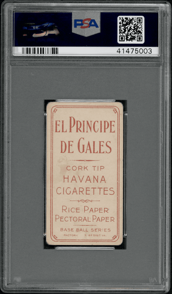 1910 T206 Dots Miller Pittsburg El Principe de Gales PSA 1.5 back of card