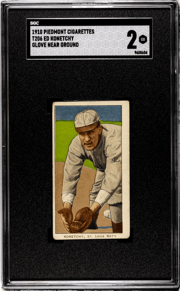 1910 T206 Ed Konetchy Glove Near Ground Piedmont 350 SGC 2 front of card