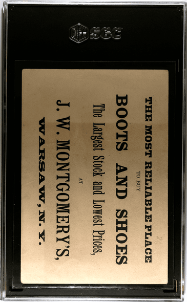 1880's H804-7 Merchant's Gargling Oil Bravo! The Pet of the Nine Blue & Yellow J.W. Montgomery's Boots and Shoes SGC 2 back of card