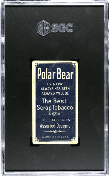 1909-11 T206 Sam Crawford With Bat Polar Bear SGC 1 back of card