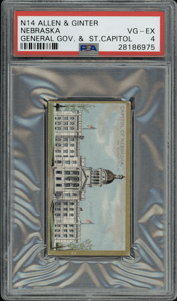 1889 N14 Allen & Ginter Nebraska Government & State Capital Buildings PSA 4 front of card