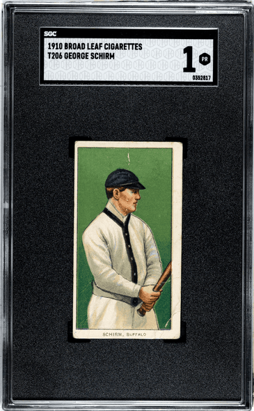 1910 T206 George Schirm Broad Leaf Cigarettes SGC 1 front of card