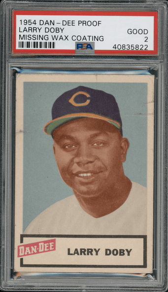 1954 Dan-Dee Larry Doby Proof, Missing Wax Coating PSA 2 front of card