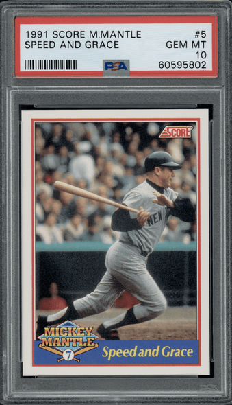 1991 Score Mickey Mantle Mickey Mantle Speed and Grace PSA 10 front of card