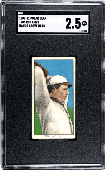 1909-11 T206 Red Ames Hands Above Head Polar Bear SGC 2.5 front of card