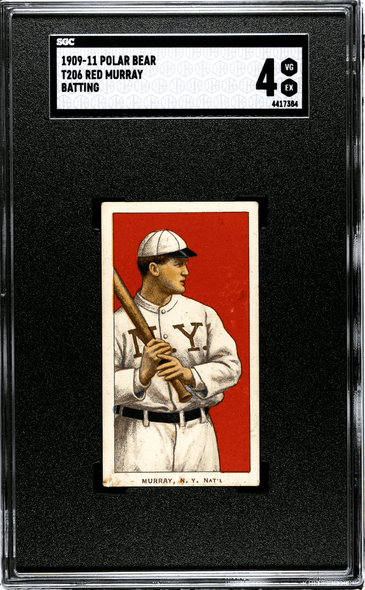 1910 T206 Red Murray Batting Polar Bear SGC 4 front of card