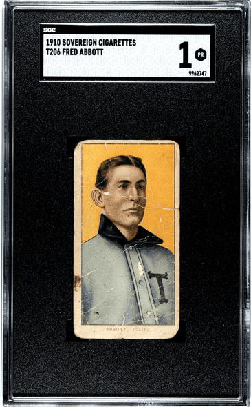 1909 T206 Fred Abbott Sovereign 350 SGC 1 front of card