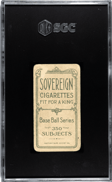 1910 T206 Otto Kruger Sovereign 350 SGC 1 back of card