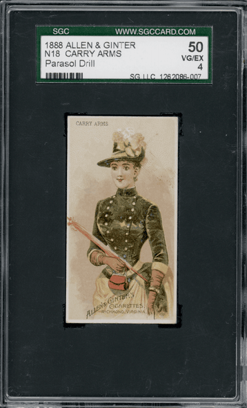 1888 N18 Allen & Ginter Carry Arms Parasol Drill SGC 4 front of card