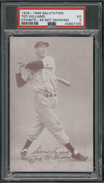 1939-1946 Salutation Exhibits Ted Williams #9 Not Showing PSA 3 front of card