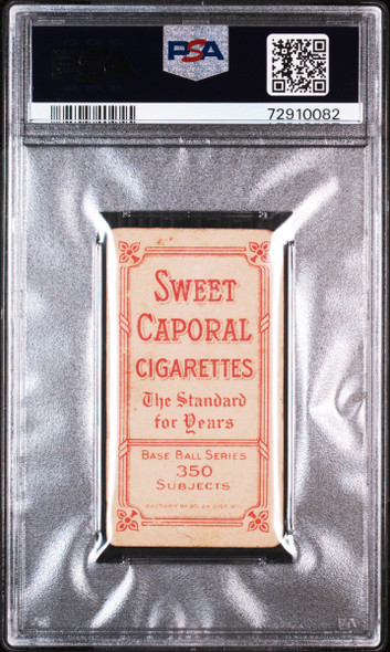 1910 T206 Cy Barger Sweet Caporal 350 PSA 2 back of card
